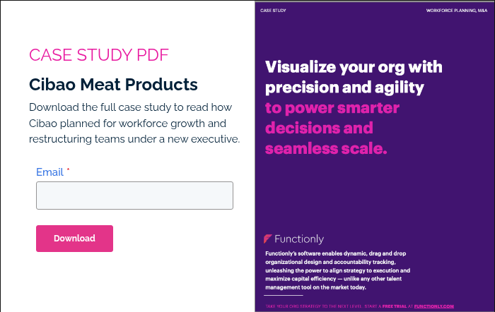 CASE STUDY PDF Cibao Meat Products Download the full case study to read how Cibao planned for workforce growth and restructuring teams under a new executive. &nbsp;