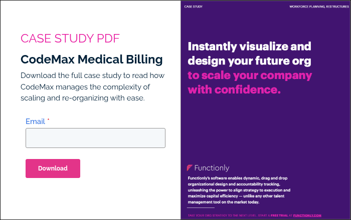 CASE STUDY PDF CodeMax Medical Billing Download the full case study to read how CodeMax manages the complexity of scaling and re-organizing with ease. &nbsp;
